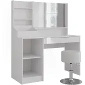 Vicco Sherry Kaptafel – 119.8 cm 4 delen Wit/wit hoogglans