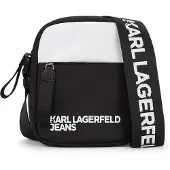 Karl lagerfeld JEANS Heren Essential nylon schoudertas, wit/zwart, one size