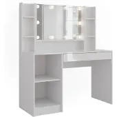 Vicco Sherry Kaptafel – 119.8 cm 4 delen Wit/wit hoogglans