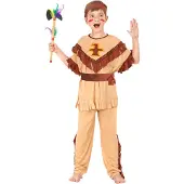 Vegaoo - Beige met bruin indianen kostuum voor jongens
