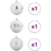 vidaXL Kerstbal Set XXL 3 pcs Zilver Ø 25 cm Kunststof LED's
