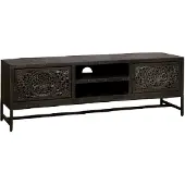 Tower Living TV meubel Casina 2-deurs - Teakhout - Metaal - Zwart -
