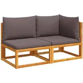vidaXL Tuinbank met kussens, 2-zits, hout (akazie) en touw