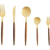 Beliani GEMELLI - Bestekset 30-delig - Goud - RVS