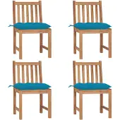 vidaXL Tuinstoelen 4 st met kussens massief teakhout