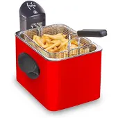 Frifri Expert F1905R Frituurpan 3.5L | 3200W | Koude Zone Technologie | RVS Kuip | Voor 1.0 kg Friet | 10 Jaar Garantie | Rood | Made in België