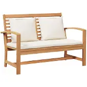 vidaXL Bank Bruin en Crème 110 x 66 x 76 cm Massief Teakhout