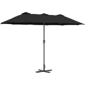 vidaXL Tuinparasol Zwart 370 x 197 x 239 cm Polyester en Aluminium