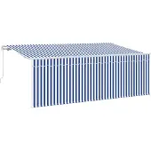 vidaXL Uitschuifbare luifel Blauw en Wit 400 x 200 cm