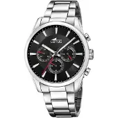 Lotus Chronograaf Horloge, quartzhorloge, herenhorloge, stopwatchfunctie, stalen armband