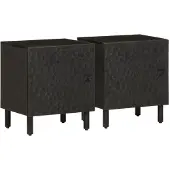 vidaXL Nachtkastjes 2 st 40x33x46 cm massief mangohout zwart