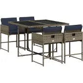 vidaXL 5-delige tuinset met kussens, grijs polyrotan