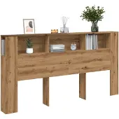 vidaXL Hoofdbordkast 200x18,5x102,5 cm bewerkt hout artisanaal eiken