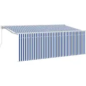vidaXL Uitschuifbare luifel Blauw en Wit 400 x 200 cm