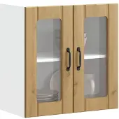 vidaXL Keukenbovenkast met glazen deur Lucca bewerkt hout artisanaal eiken