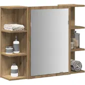 vidaXL Badkamerspiegelkast 80x20,5x64 cm bewerkt hout artisanaal eiken