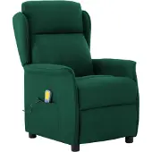 vidaXL Massagestoel met kussen Donkergroen 93.5 x 67.5 x 101.5 cm Stof