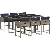 vidaXL 7-delige tuinset met kussens, grijs polyrotan