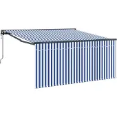 vidaXL Uitschuifbare luifel Blauw en Wit 300 x 250 cm