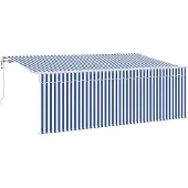 vidaXL Uitschuifbare luifel Blauw en Wit 400 x 200 cm