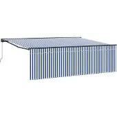 vidaXL Uitschuifbare luifel Blauw en Wit 400 × 300 cm