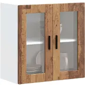 vidaXL Keukenbovenkast met glazen deur Porto oud houtkleurig