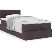 vidaXL Bed met matras 90x200 cm stof donkerbruin