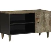 vidaXL Tv-meubel 80x31,5x46 cm massief mangohout lichtgrijs