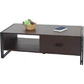 Mendler Salontafel HWC-A27, bijzettafel, woonkamertafel, 41x120x60 cm, 3D-structuur, metaal en MDF, donkerbruin