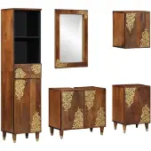 vidaXL Badkamerkast set 5 st Honing bruin 62 x 33 x 58 cm