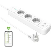 Tenda verlengkabel, Smart WIFI, 3 stopcontacten, 2 USB-poorten, 1,5 m, Wi-Fi, kabel 3 x 1,5 mm, wit