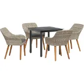 vidaXL Tuinset, 5-delig, lichtgrijs, polyrotan