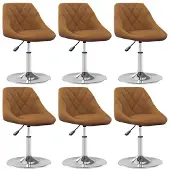 vidaXL Eetkamerstoelen draaibaar 6 st fluweel bruin