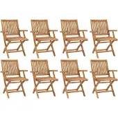 vidaXL Tuinstoelen 8 st inklapbaar massief teakhout