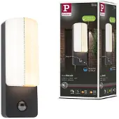 Paulmann LED-wandlamp buiten met bewegingssensor Bonnie, zwart, Aluminium, LED wandlamp buiten