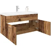 vidaXL Wastafelkast met ingebouwde wasbak bewerkt hout oud hout
