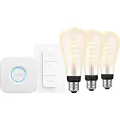 Philips Hue Filament White Ambiance Edison XL Lot de 3 Kit de Démarrage