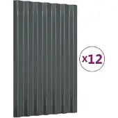 vidaXL Dakpanelen 12 st 60x36 cm gegalvaniseerd staal antracietkleurig