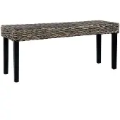 vidaXL Bankje 110 cm natuurlijk kubu rattan en massief mahoniehout zwart