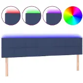 vidaXL Hoofdbord LED 200x5x78/88 cm stof blauw