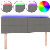 vidaXL Hoofdbord LED 144x5x78/88 cm stof donkergrijs