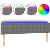 vidaXL Hoofdbord LED 160x5x78/88 cm stof donkergrijs