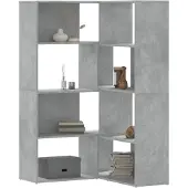 vidaXL Boekenkast 4-laags hoek 85x85x140 cm bewerkt hout betongrijs
