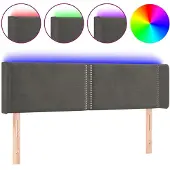 vidaXL Hoofdbord LED 147x16x78/88 cm fluweel donkergrijs
