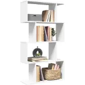 vidaXL Kamerverdeler Boekenkast 4-laags Wit 70x24x129 cm Bewerkt Hout