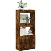vidaXL Hoge kast 63x33x140 cm bewerkt hout gerookt eikenkleurig