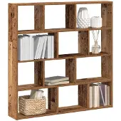 vidaXL Wandschap kubus 12 vakken bewerkt hout oud houtkleurig