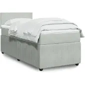vidaXL Boxspring met matras fluweel lichtgrijs 90x190 cm