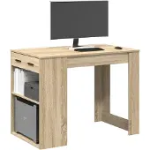 vidaXL Bureau met lade&plank 102x62x77,5 cm bewerkt hout sonoma eiken