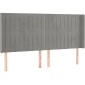 vidaXL Hoofdbord met randen 183x16x118/128 cm fluweel lichtgrijs